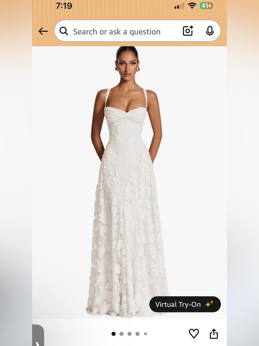 white floral floor length dress SIZE 4